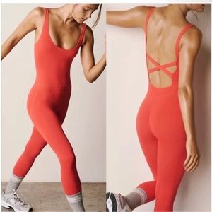 NWT Free People Movement Good Karma Onesie In Cherry Tomato SIZE M-L